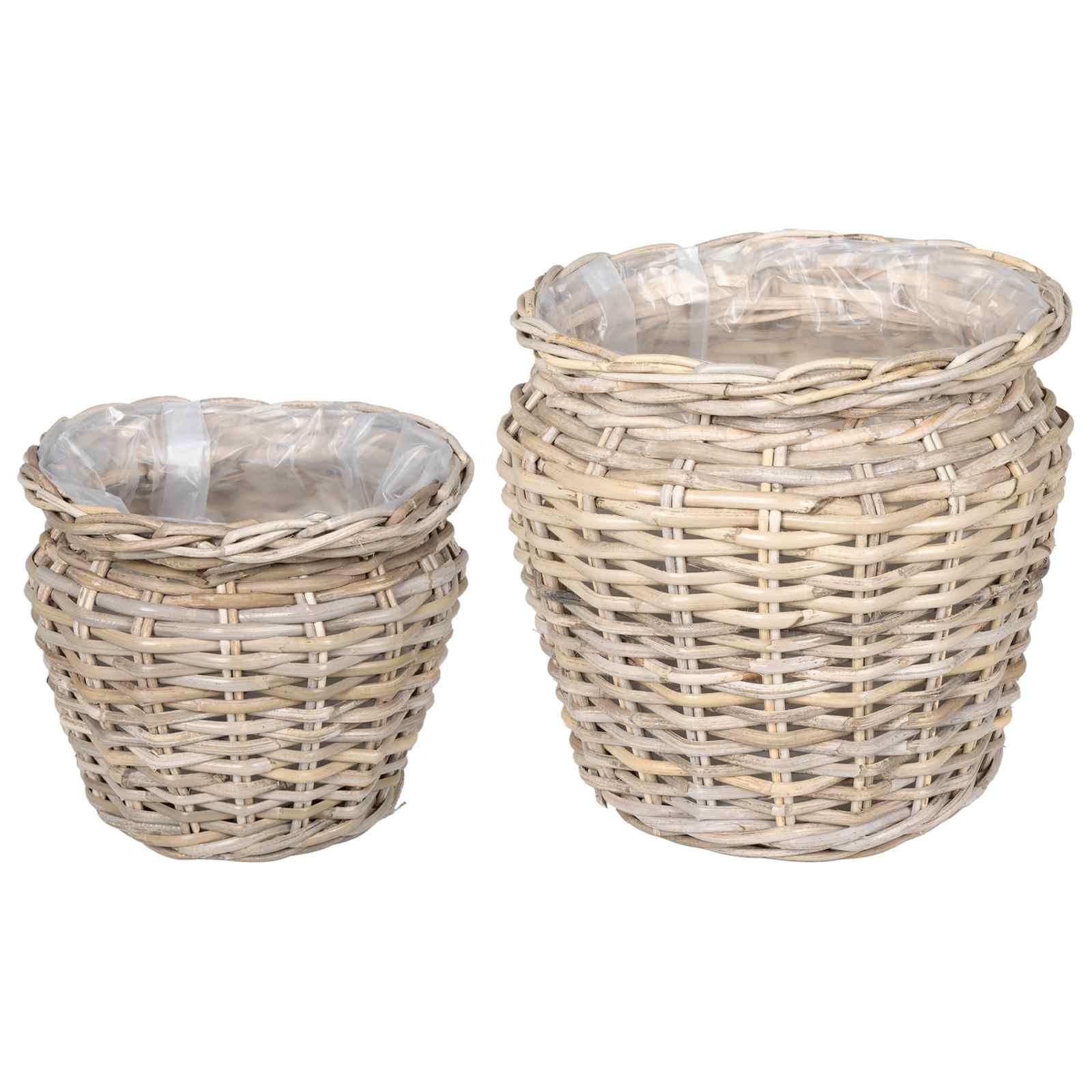 Blumentopfkorb mit Speicher 2 Stk. Natürliches Grau Kubu Rattan