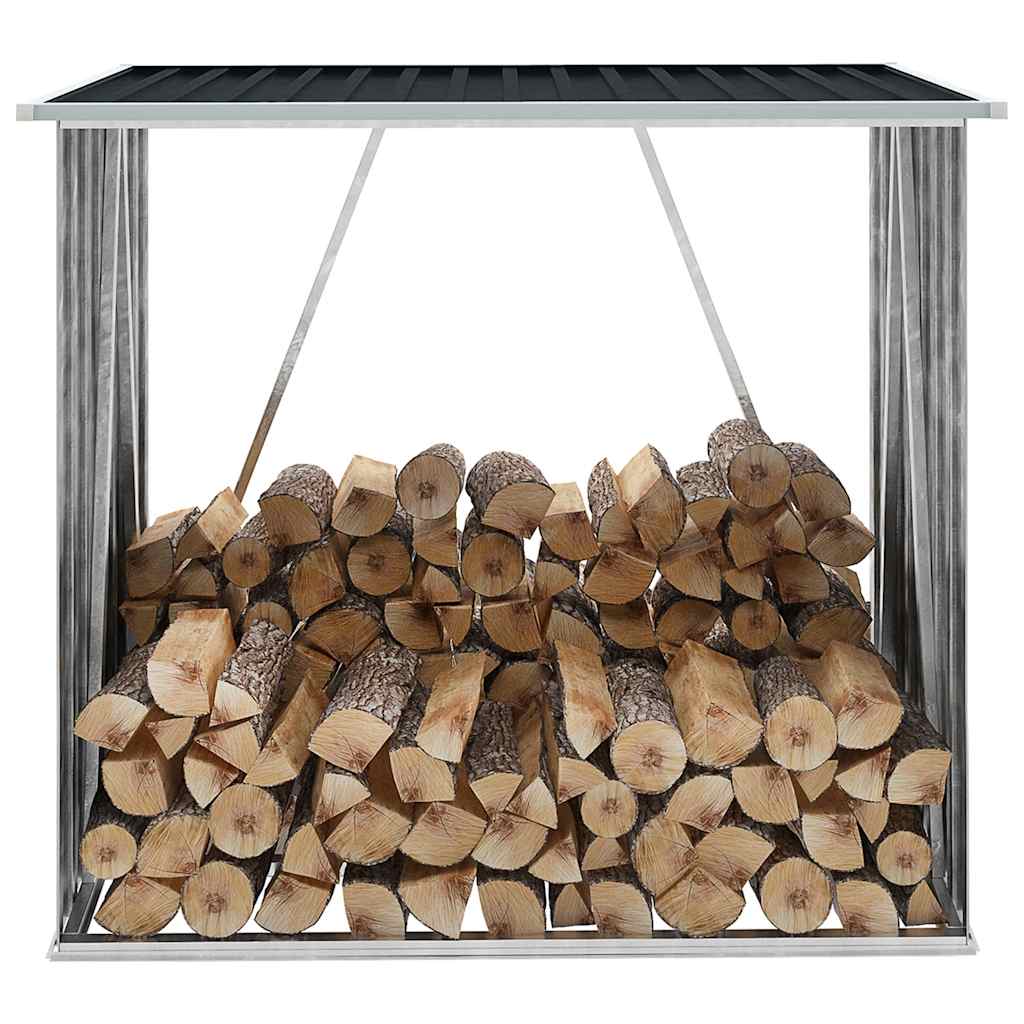 Brennholzlager Verzinkter Stahl 163 x 83 x 154 cm Grau
