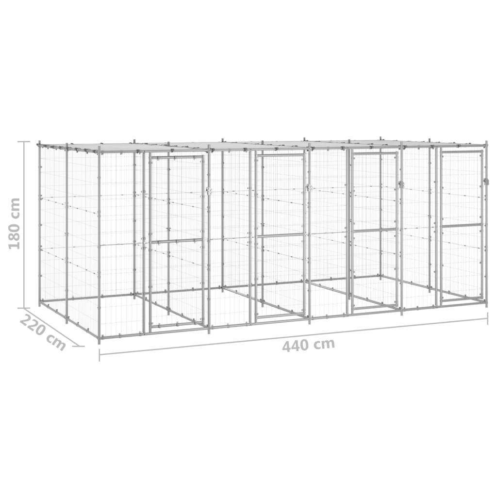 Outdoor-Hundezwinger Stahl mit Überdachung 110x220x180 cm