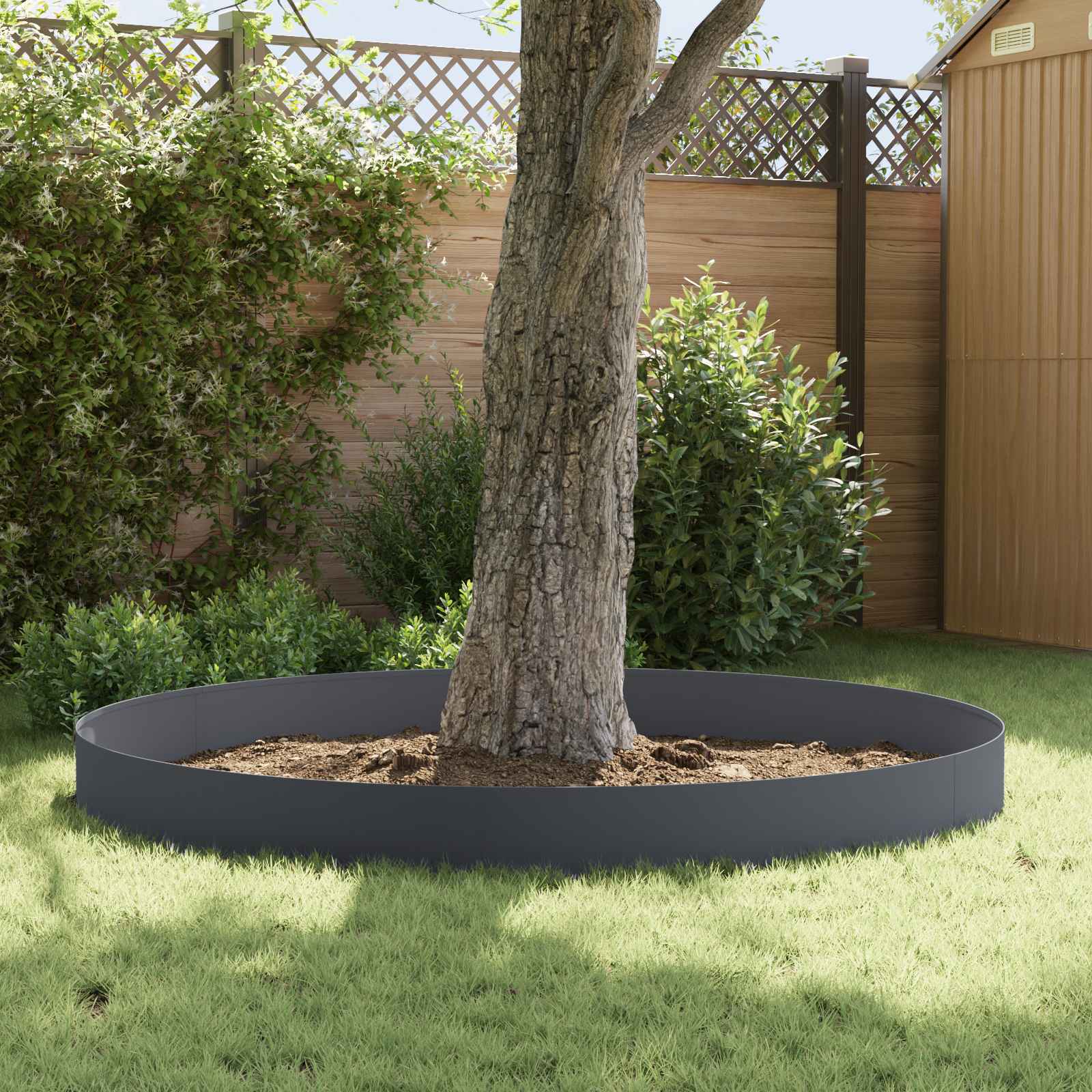 Raseneinfassung 10 pcs 100 x 12 cm Stahl Anthrazit