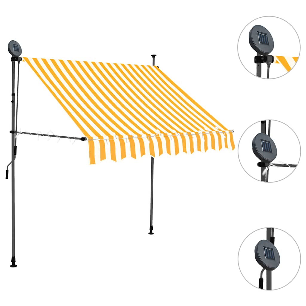 Einziehbare Markise Handbetrieben mit LED 100 cm Blau und Weiß