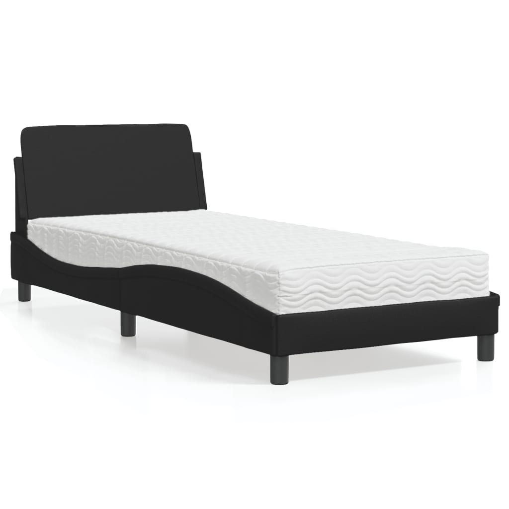 Bett mit Matratze "Dover" Schwarz 80x200 cm Kunstleder