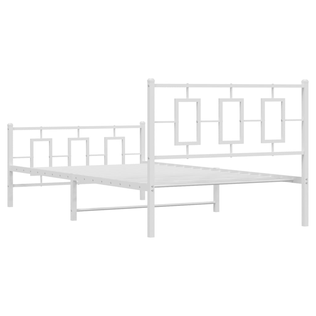 Bettgestell mit Kopf- und Fußteil Metall Weiß 180x200 cm