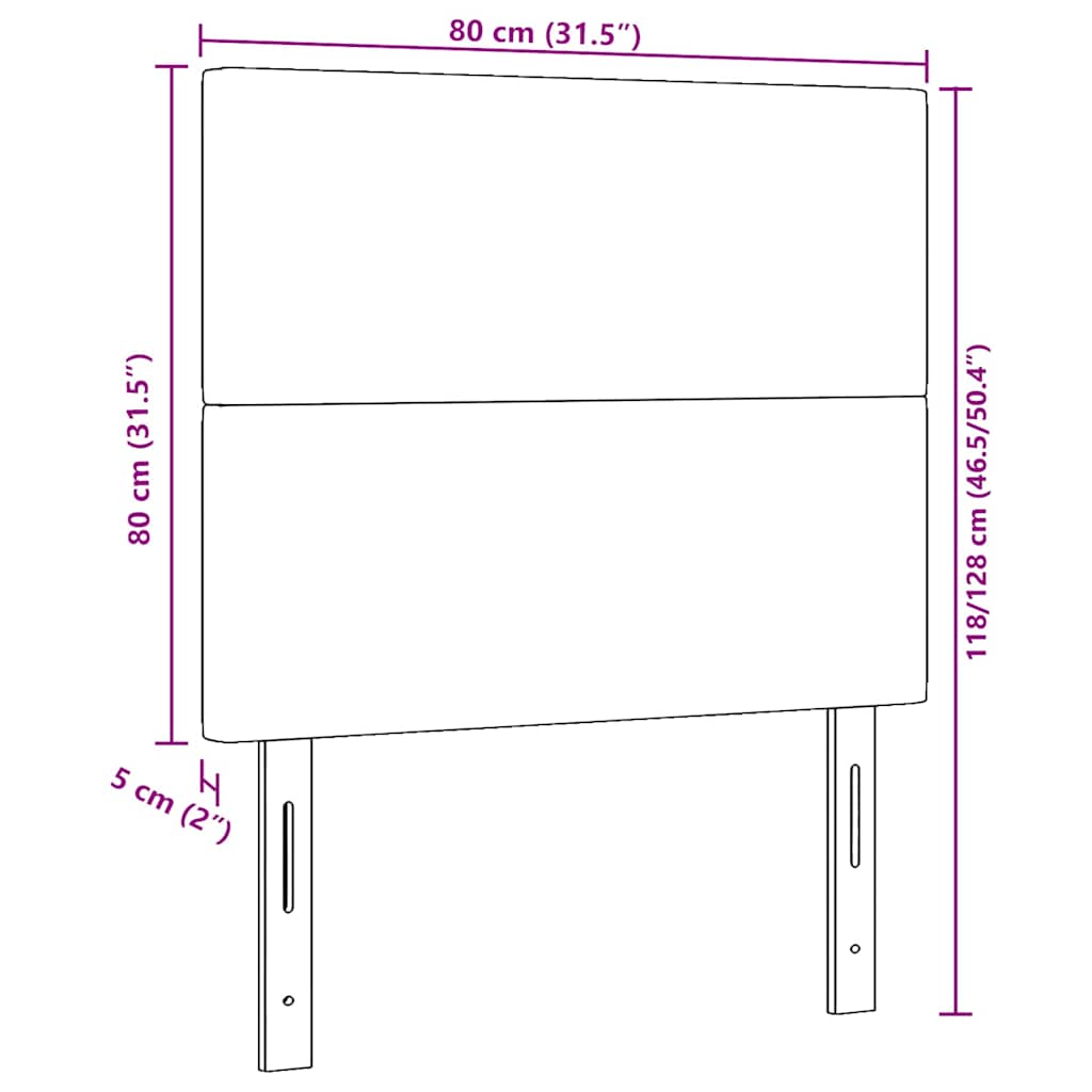 Kopfteil Hellgrau 80 cm Cordstoff
