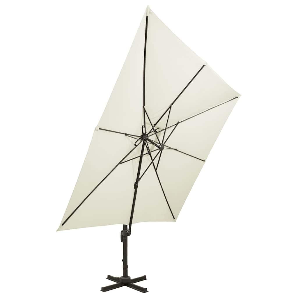 Ampelschirm mit Doppeldach 300 x 300 cm Sand