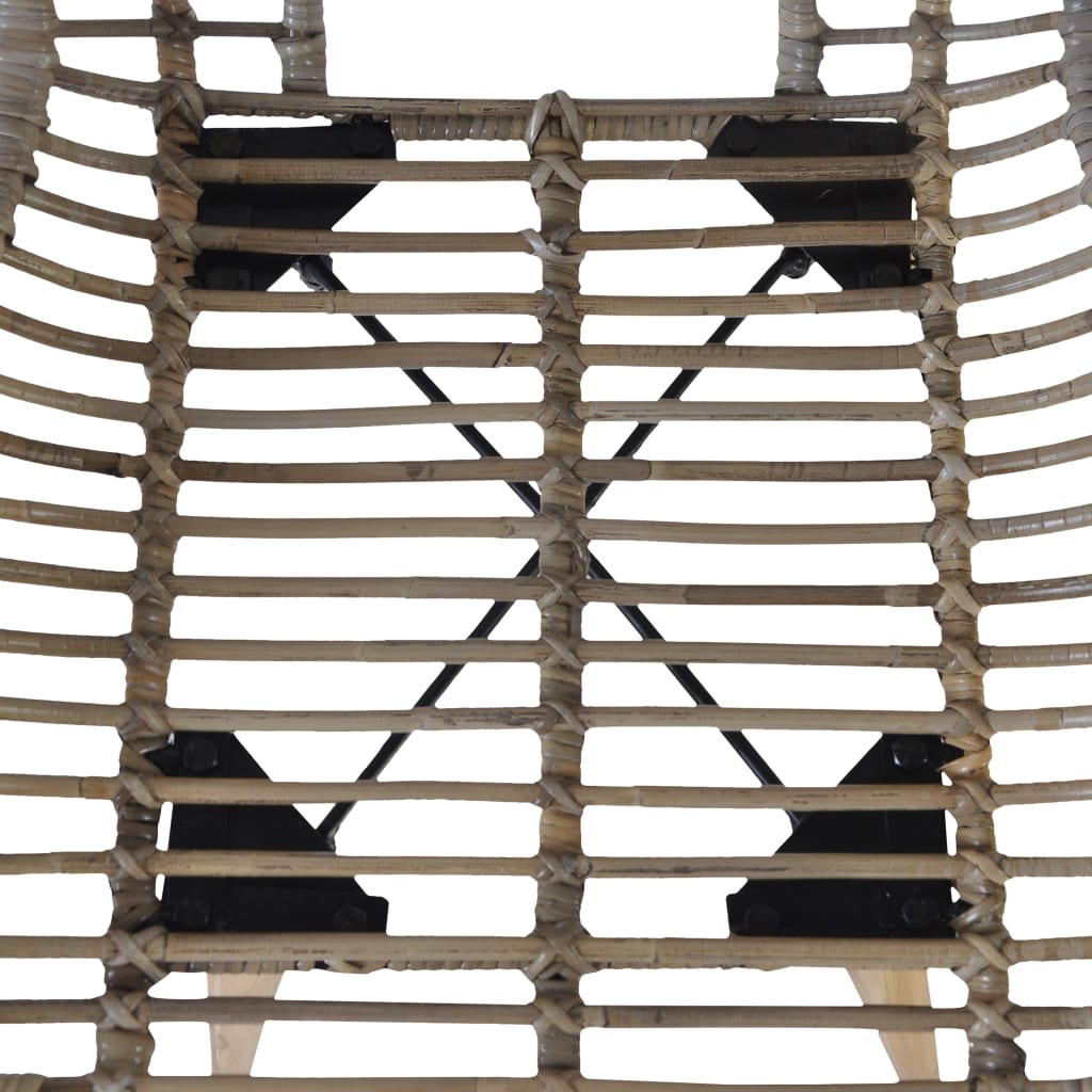 Esszimmerstühle 2 Stk. Schwarz Natur Rattan