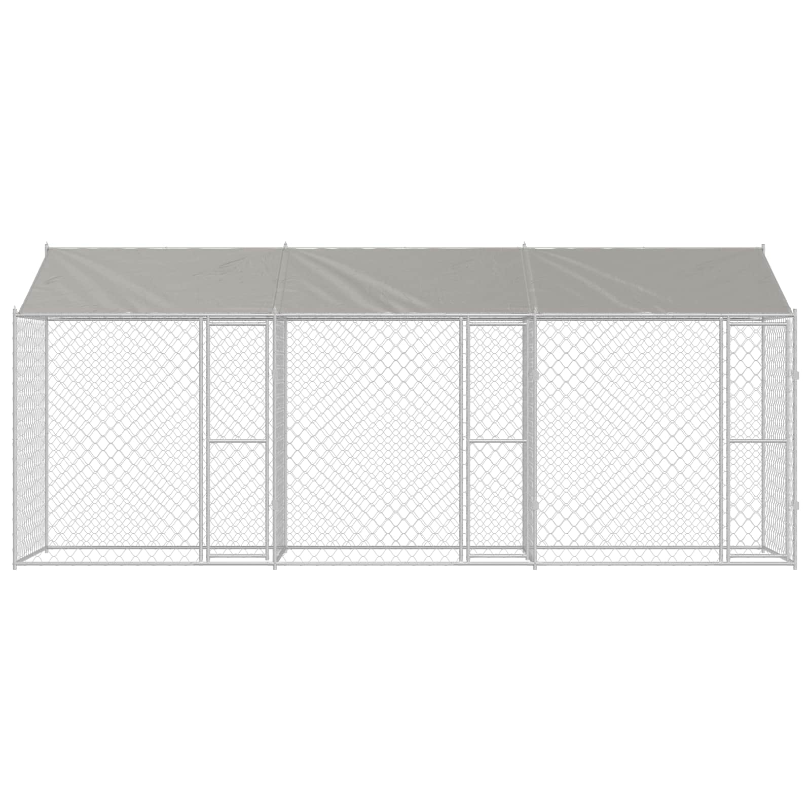 Hundezwinger mit Dach und Tür Grau 2x2x2 m Verzinkter Stahl