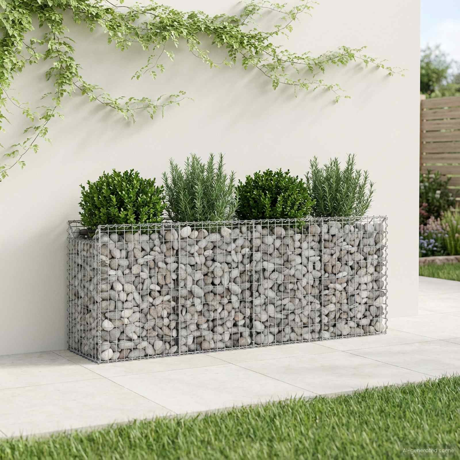 Gabionen-Hochbeet 2 pcs Silber