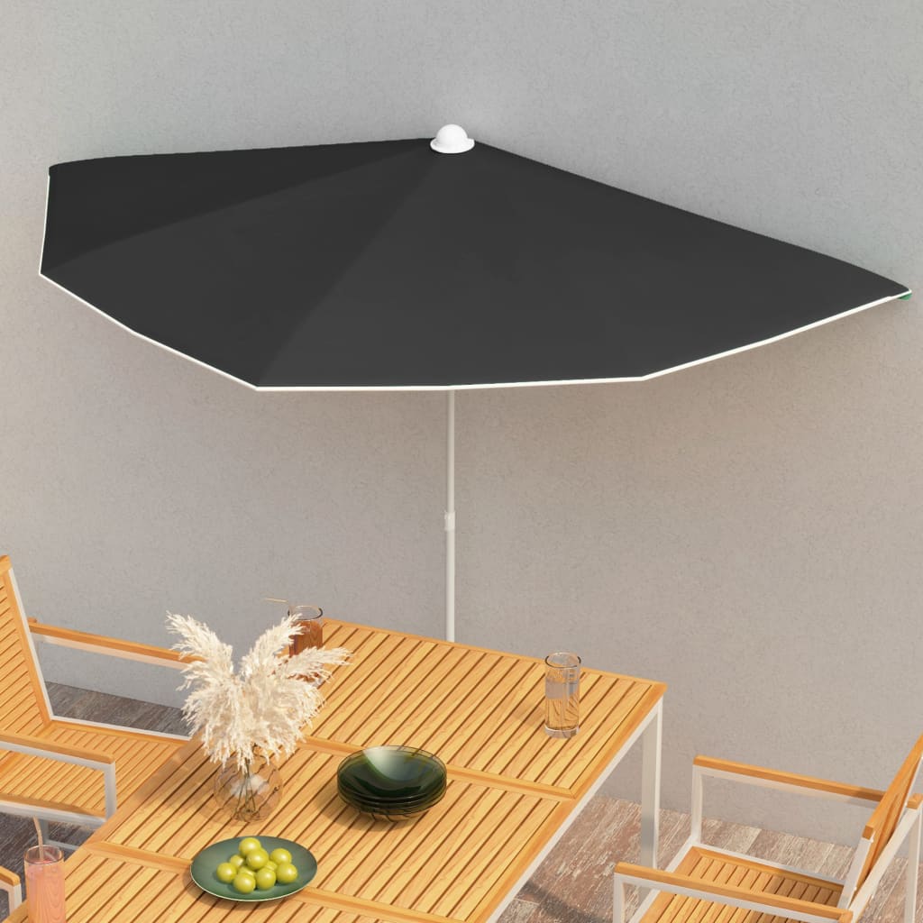 Halb-Sonnenschirm mit Mast 180x90 cm Anthrazit