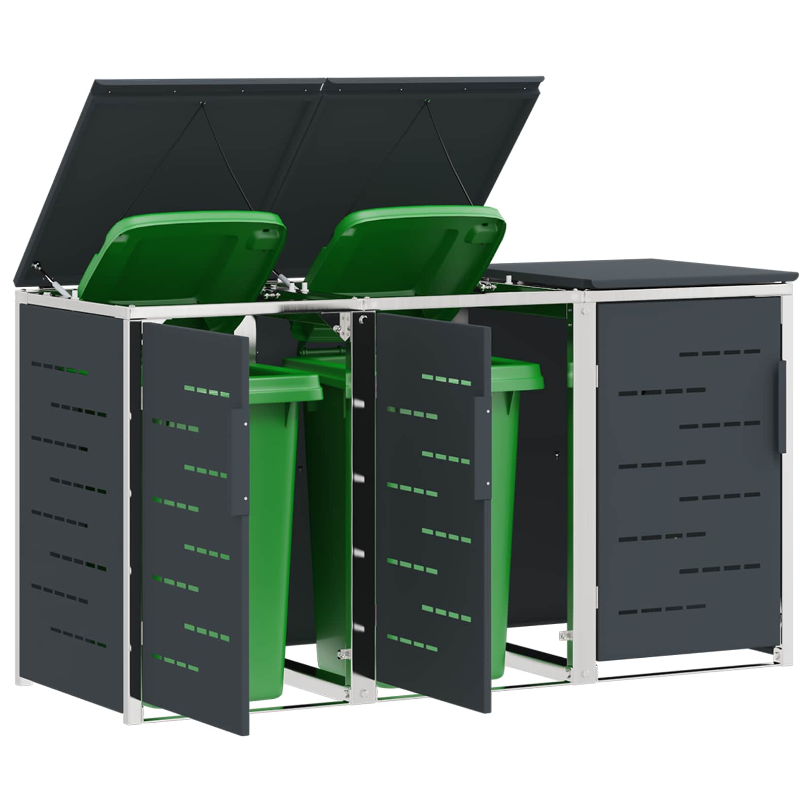 Mülltonnenbox for 2 Bins 240L Edelstahl Schwarz