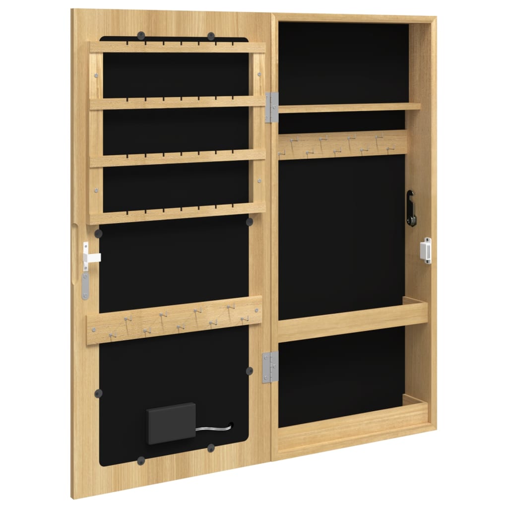 Spiegel-Schmuckschrank mit LED-Beleuchtung Wandmontage Weiß