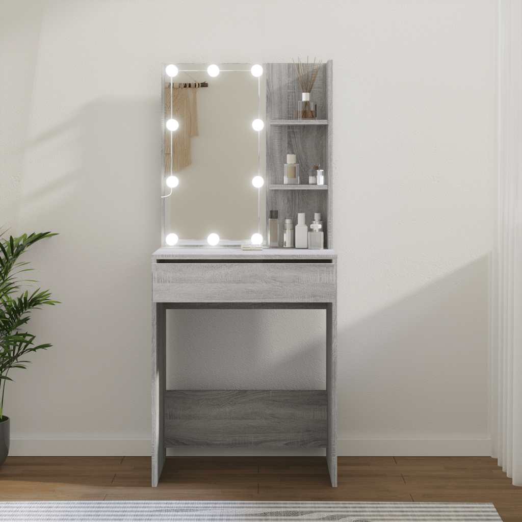 Schminktisch mit LED Weiß 60x40x140 cm
