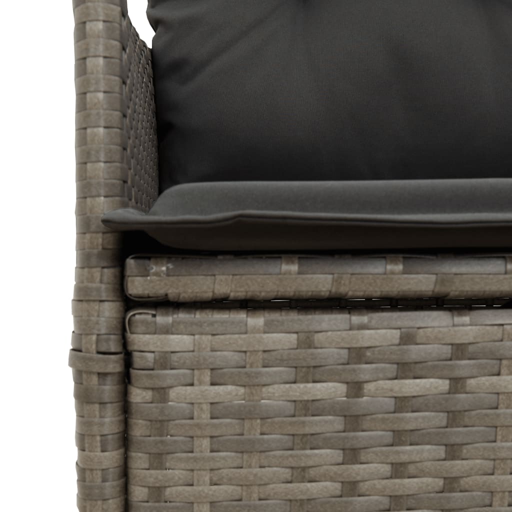 Gartensessel Verstellbar mit Kissen Schwarz Poly Rattan