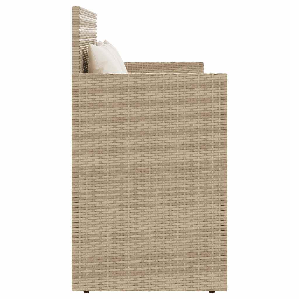 Gartenbank mit Kissen Schwarz Poly Rattan