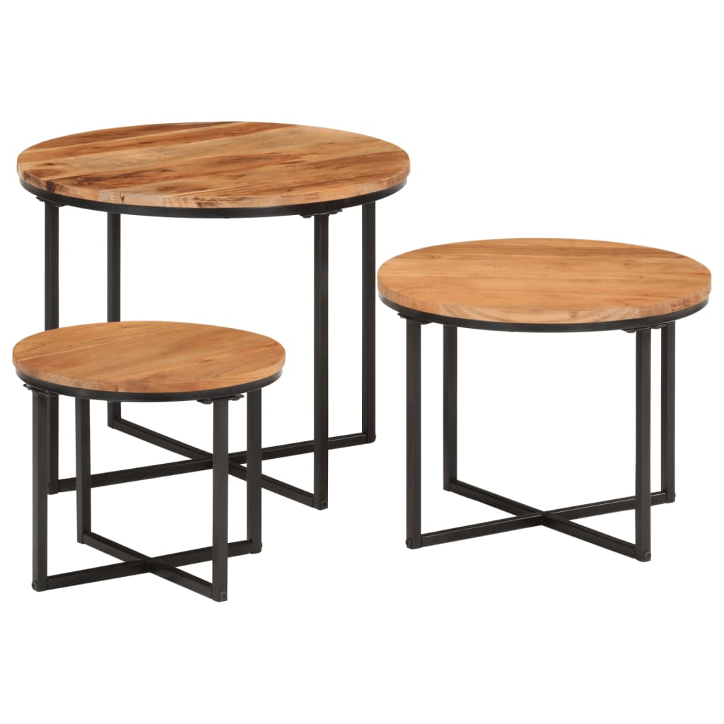 Couchtisch 45x45x35 cm Massivholz Akazie und Eisen
