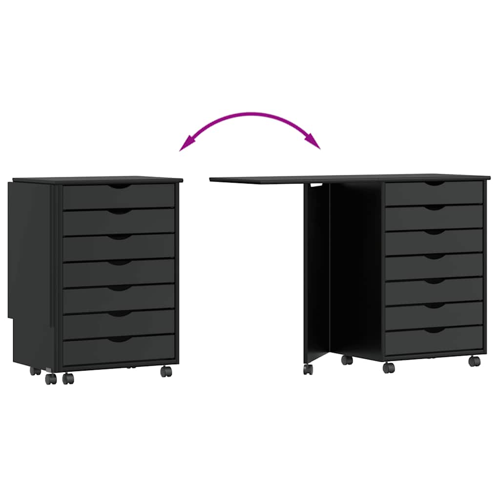 Rollschrank mit Schreibtisch MOSS Honigbraun Massivholz Kiefer
