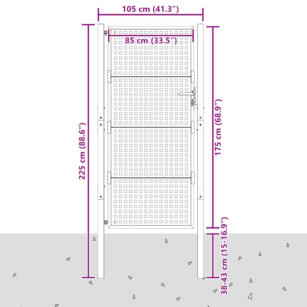 Gartentor Anthrazit 100x75 cm Stahl