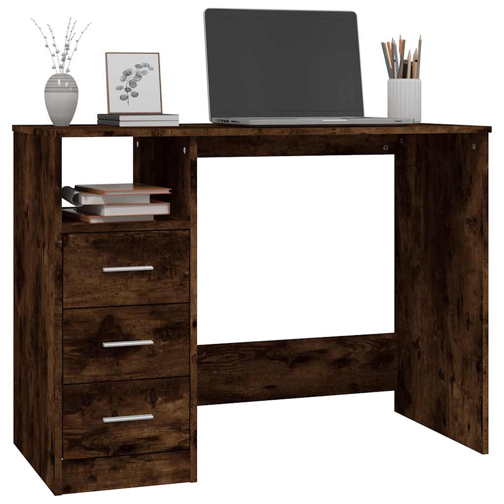 Schreibtisch mit Schubladen Weiß 102x50x76 cm Holzwerkstoff