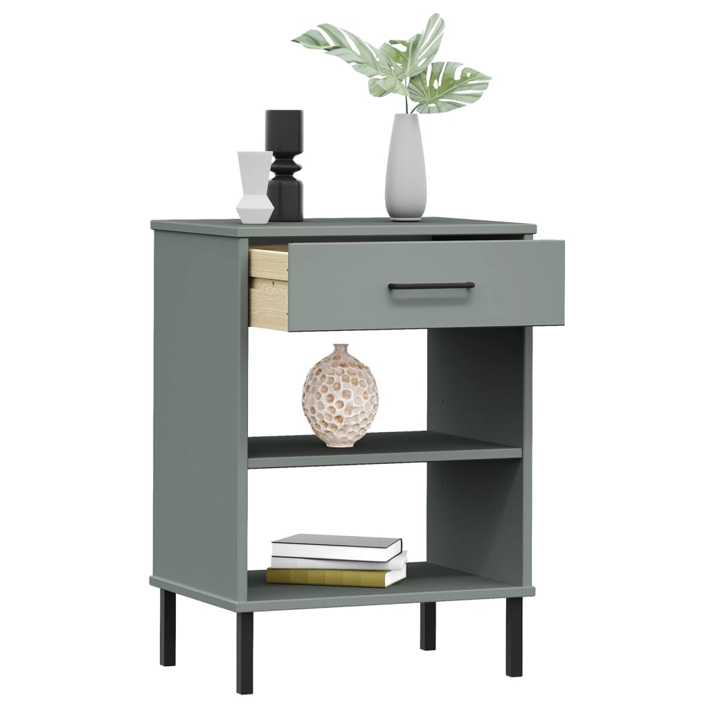 Konsolenschrank OSLO mit Metallbeinen Braun Massivholz Kiefer