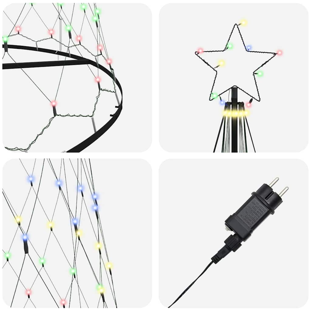 LED-Weihnachtsbaum mit 230 LEDs Mehrfarbig 184,5 cm Metall