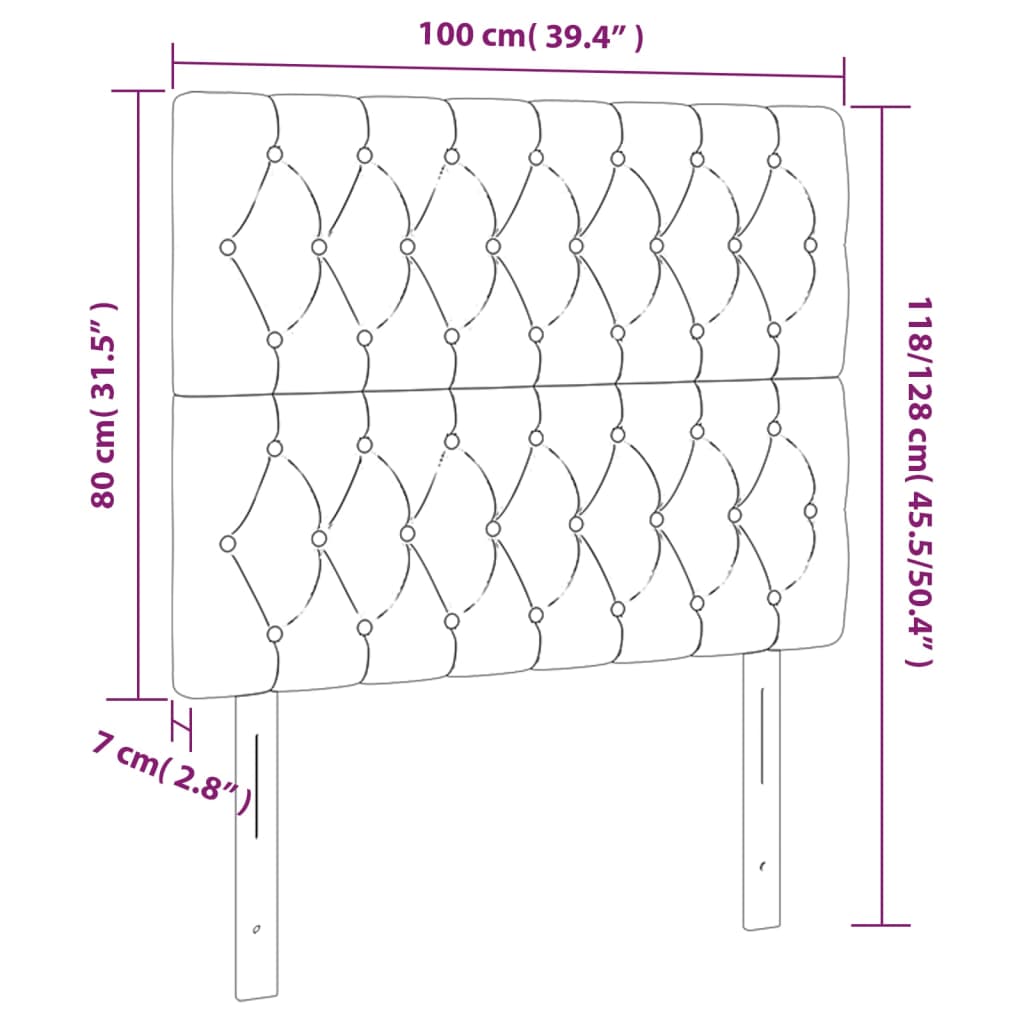 Kopfteil Hellgrau 80x7x118/128 cm Samt