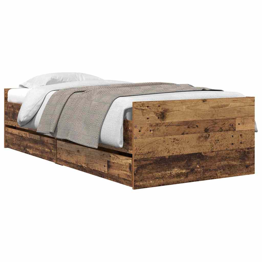 Bett mit Schubladen Braun Eiche-Optik 75x190 cm