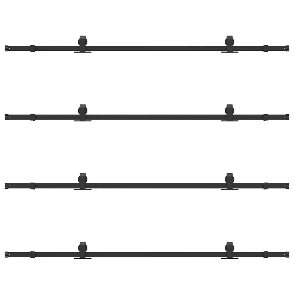 Schiebetürbeschlag-Set 183 cm Stahl Schwarz