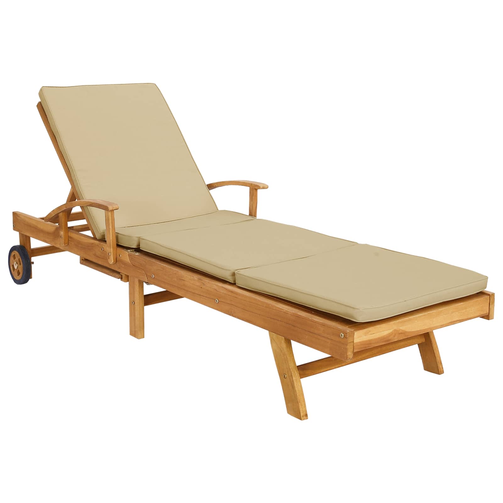 Sonnenliege 1-Person Braun Massivholz Teak