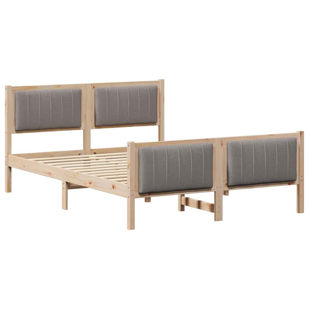 Bettgestell Braun und hellgrau 200 x 200 cm Massivholz Kiefer