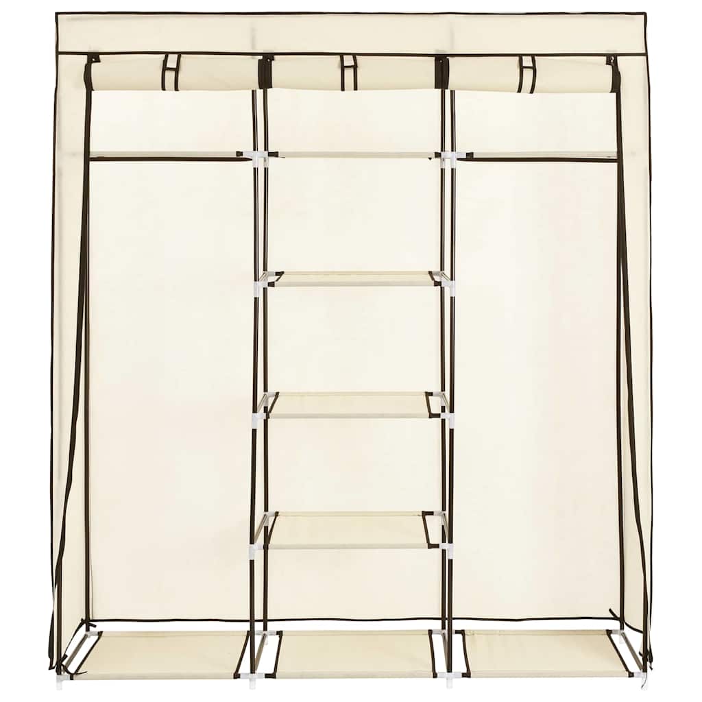 Kleiderschrank mit Fächern Stangen Schwarz 150x45x175cm Stoff