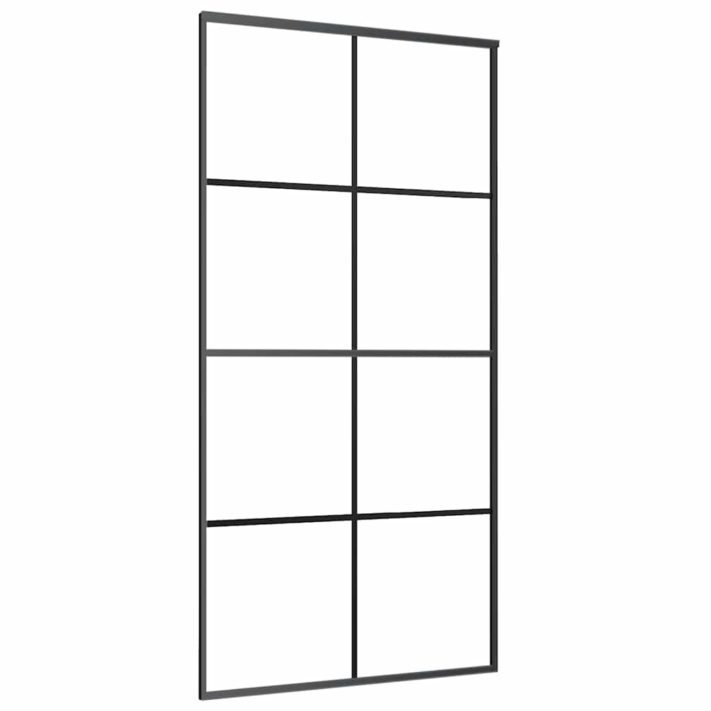 Schiebetür mit Beschlag Schwarz 76x205 cm ESG-Glas