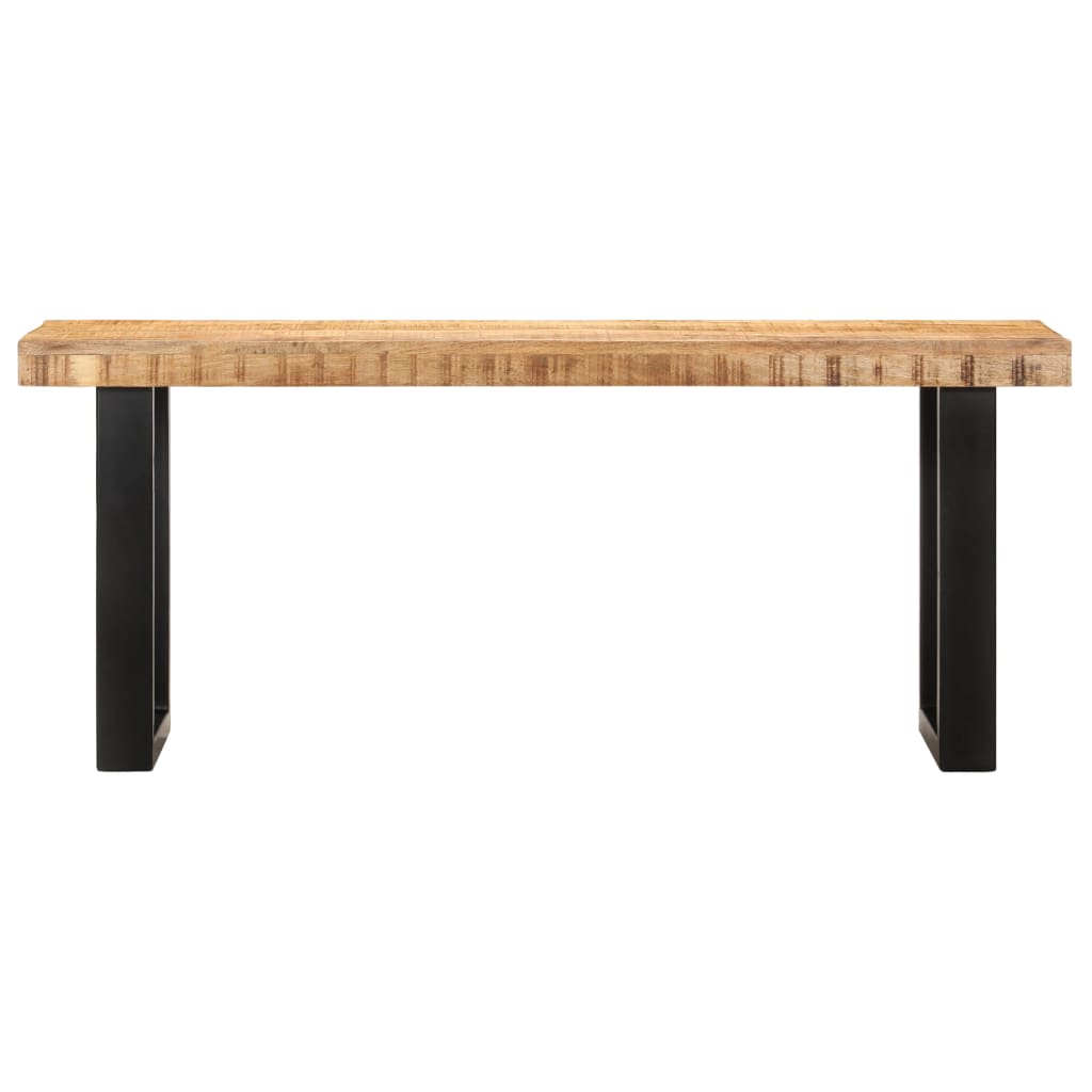 Sitzbank mit Naturkanten 110 cm Akazie Massivholz und Stahl