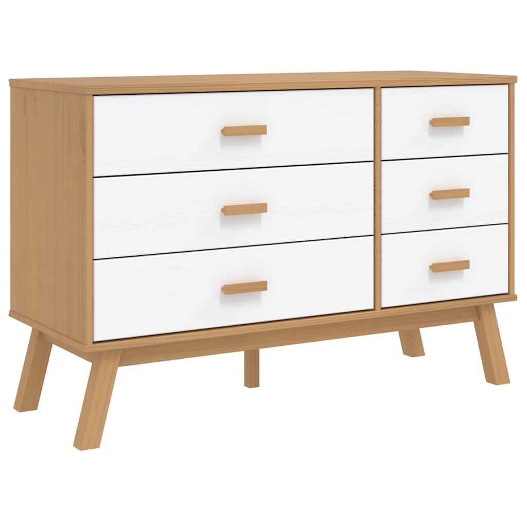 Schubladenschrank OLDEN Braun Massivholz Kiefer