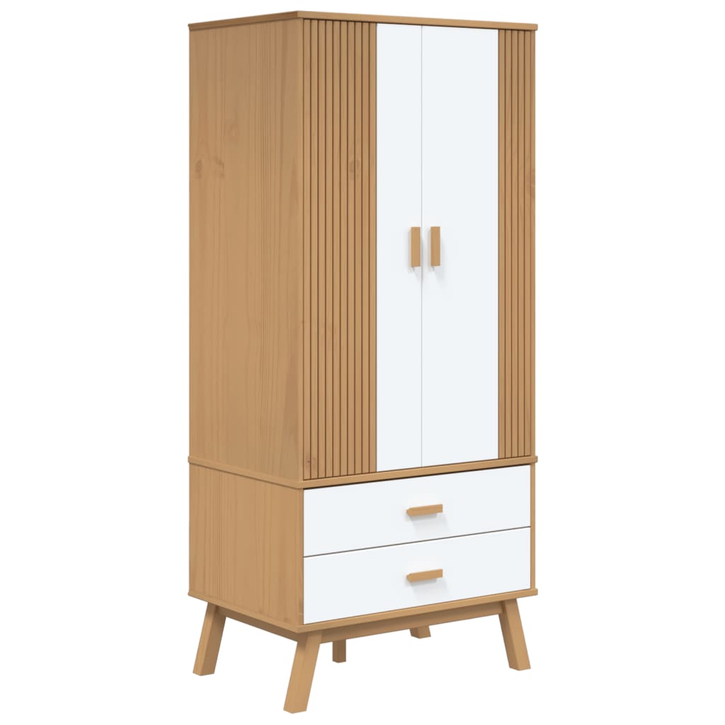Kleiderschrank OLDEN Braun 76,5x53x172 cm Massivholz Kiefer