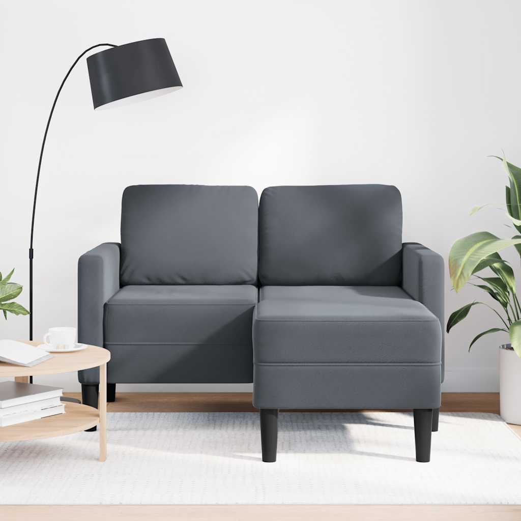 2-Sitzer-Sofa mit Chaiselongue L-Form Blau 125 cm Samt
