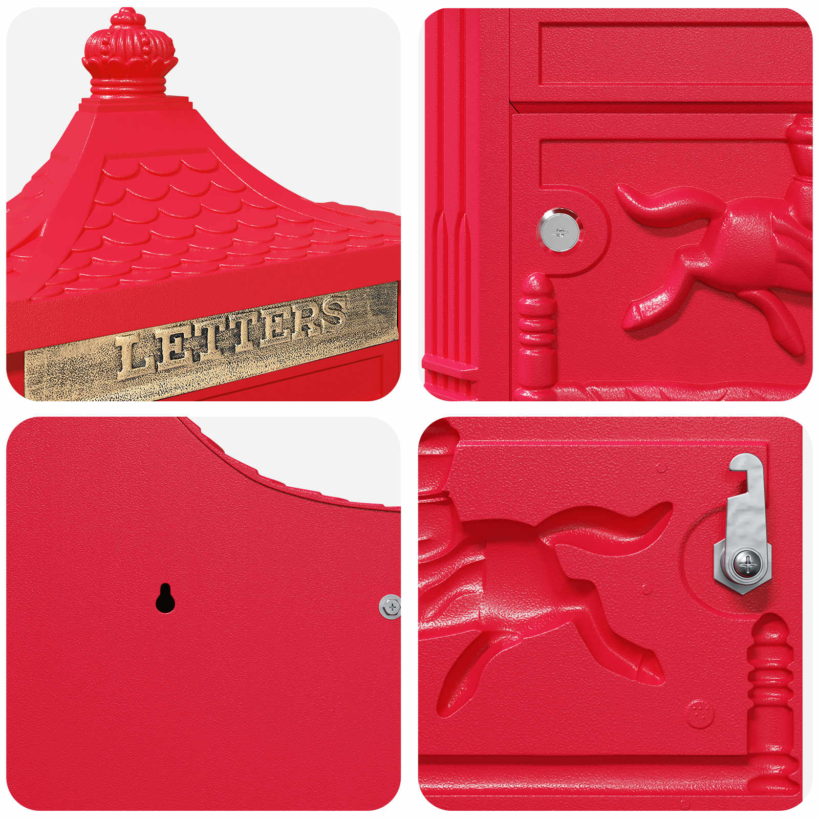 Wandmontierter Briefkasten Grün 40,5 x 16 x 45 cm Gussaluminium