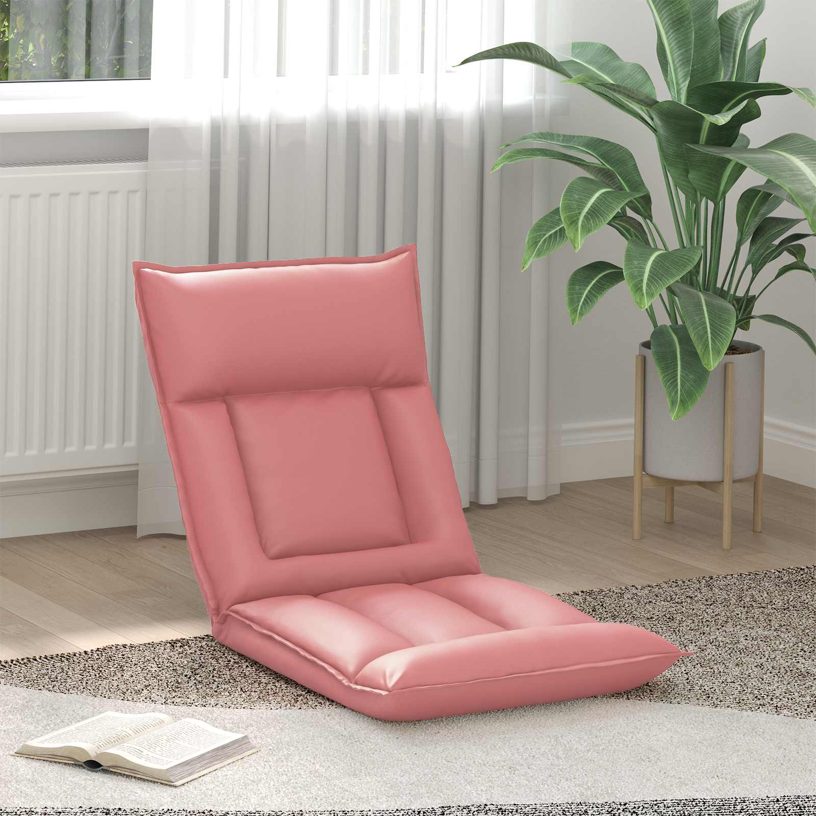 Verstellbarer Fußsessel Creme Kunstleder