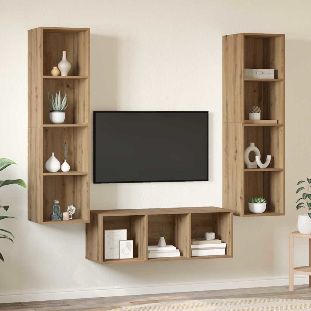 3-tlg. TV-Schrank-Set Weiß Holzwerkstoff