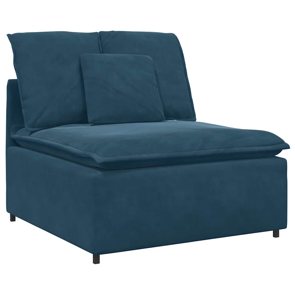 Modulares Sofa mit Fußhocker und Kissen Blau