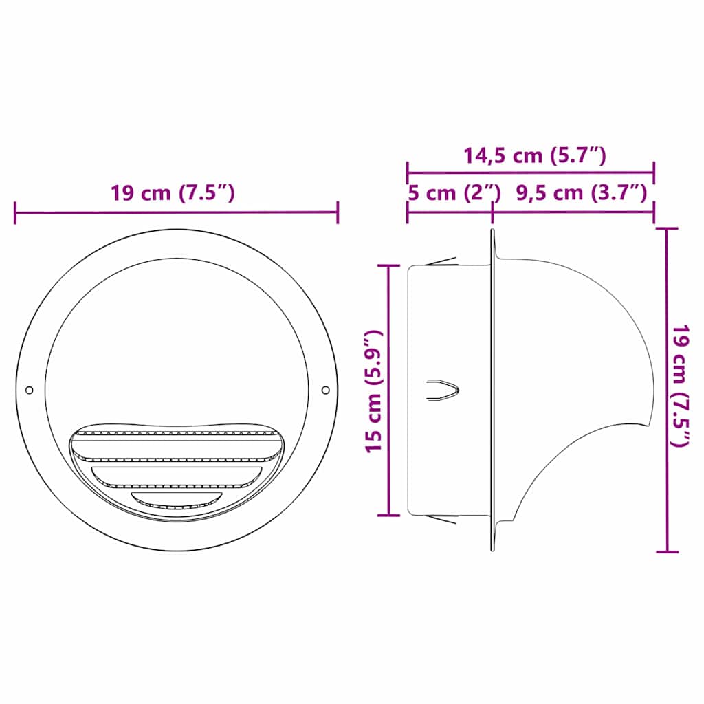 Lüftungsgitter 2 pcs Silber 80 mm Edelstahl