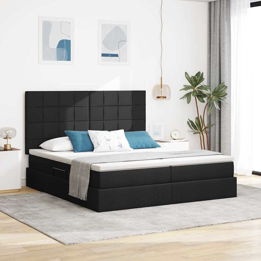 Aufbewahrungsbett mit Kopfteil Hellgrau 180 x 200 cm Stoff