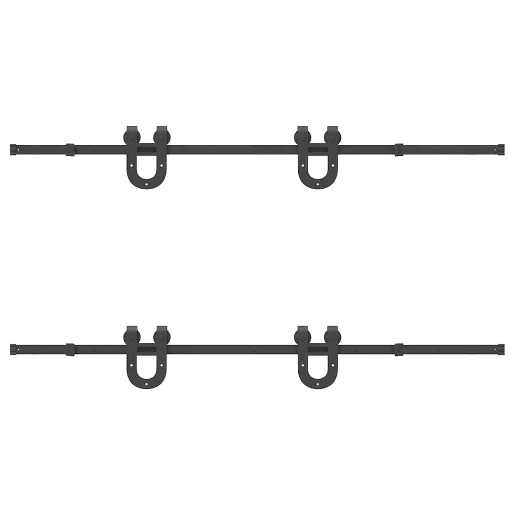Schiebetürbeschlag-Set 183 cm Stahl Schwarz