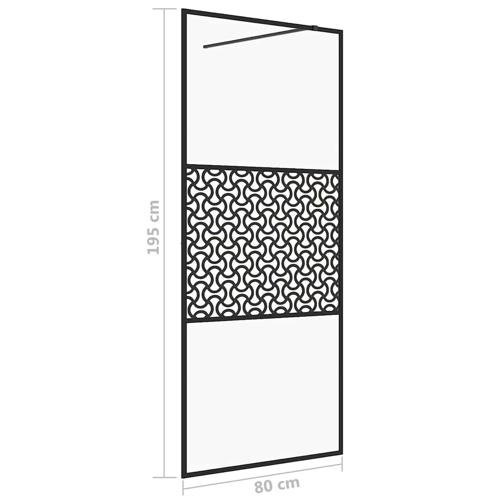 Duschwand für Begehbare Dusche Schwarz 100x195 cm ESG-Glas Klar
