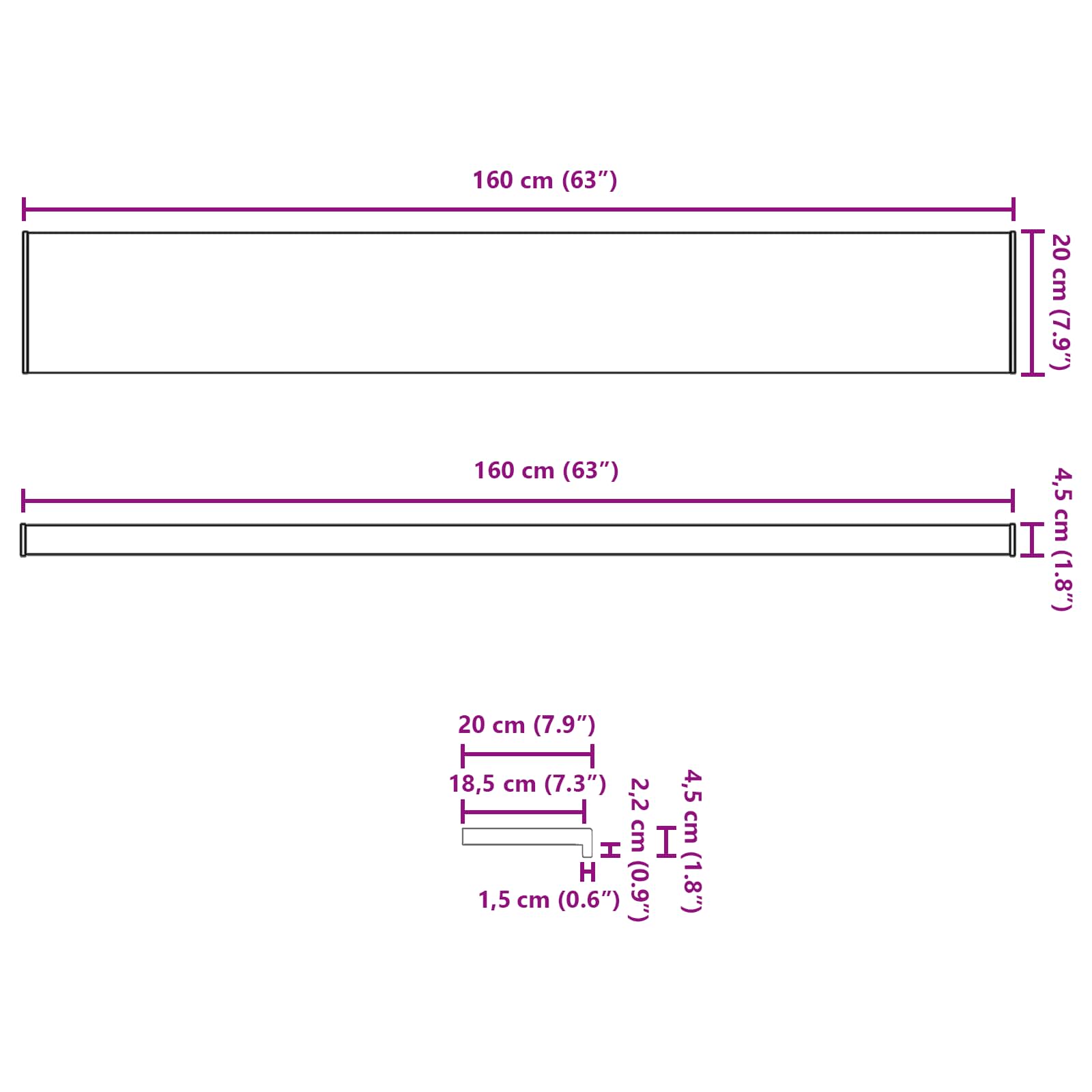 Fensterbank Weiß 60 x 10 x 4,5 cm PVC