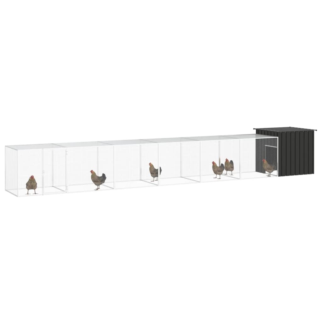 Hühnerkäfig Anthrazit 200x91x100 cm Verzinkter Stahl
