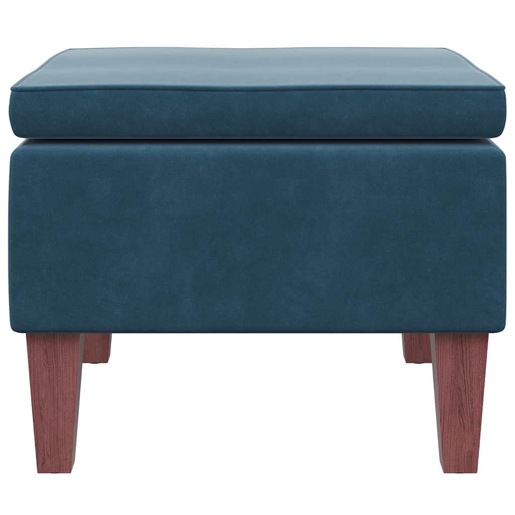 Hocker mit Holzbeinen Dunkelgrau Samt