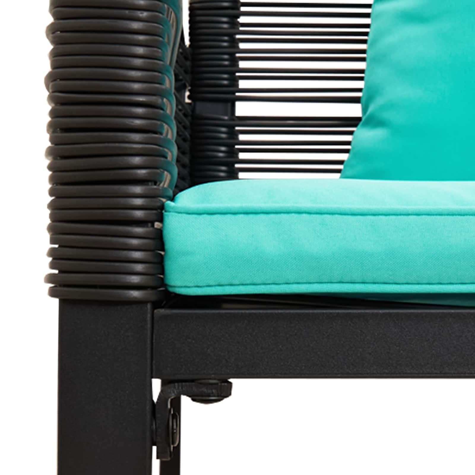 Bank Outdoor mit Kissen Schwarz 117 x 54 x 74,5 cm Poly-Rattan