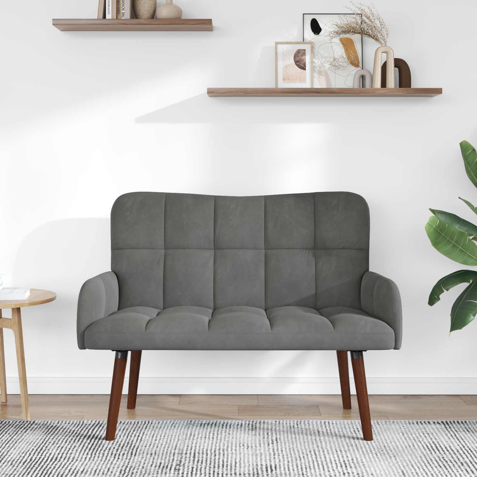 2-Sitzer Sofa Hellgrau 115 x 61 x 87 cm Samt (V)