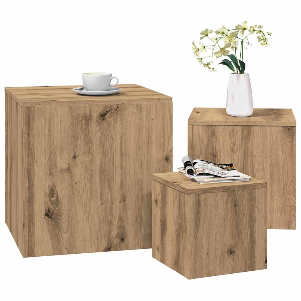 Beistelltische 3 Stk. Weiß Holzwerkstoff