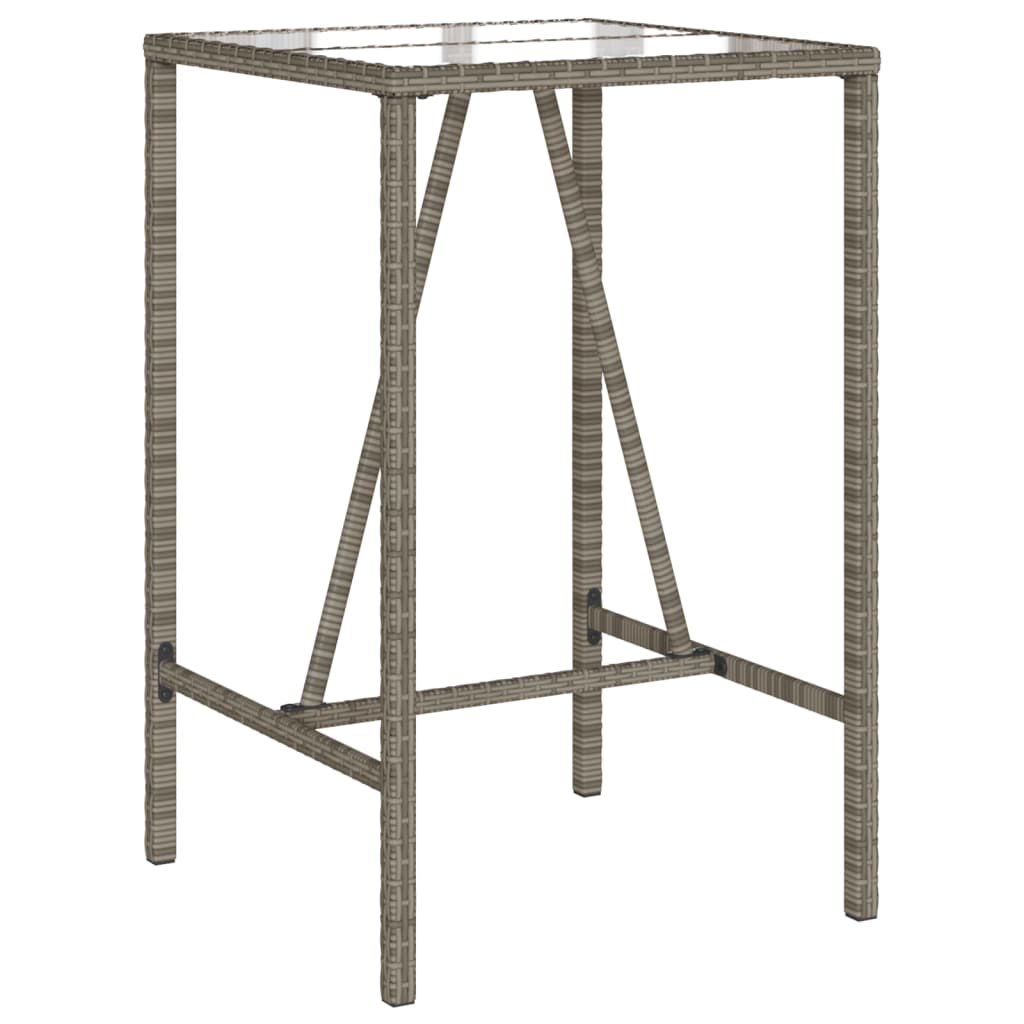 Bartisch mit Glasplatte Schwarz 110x70x110 cm Poly Rattan